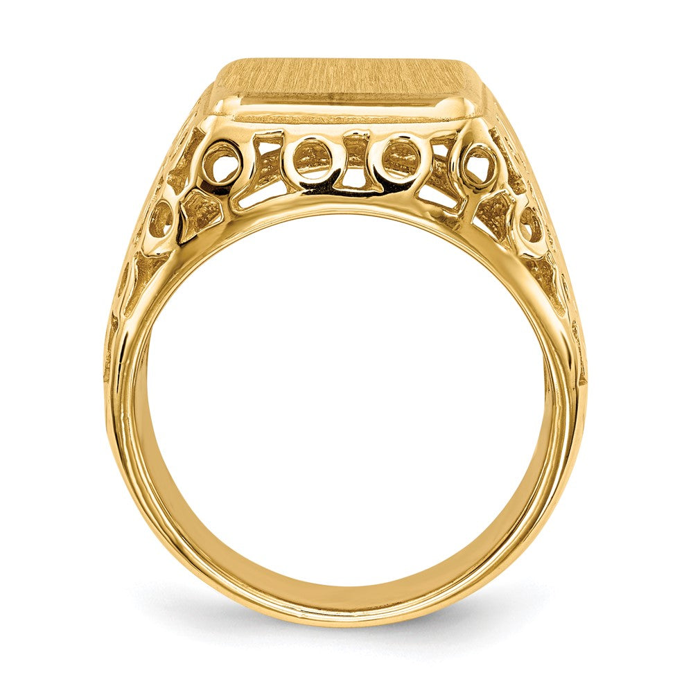 14K Gelbgold 14,5 x 12,5 mm Herren-Siegelring mit offener Rückseite