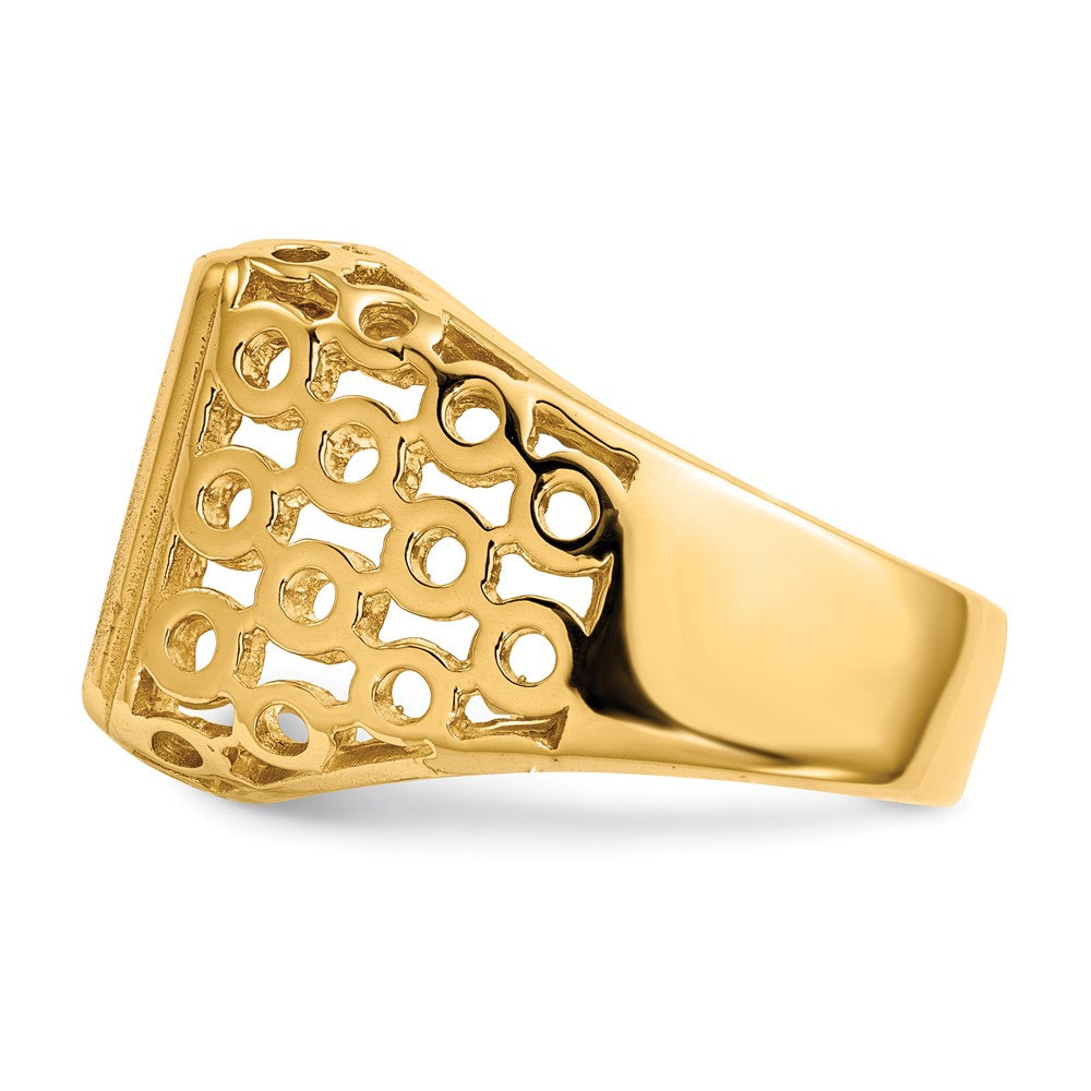 14K Gelbgold 14,5 x 12,5 mm Herren-Siegelring mit offener Rückseite