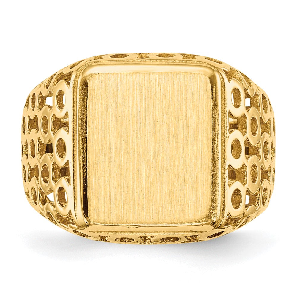 14K Gelbgold 14,5 x 12,5 mm Herren-Siegelring mit offener Rückseite