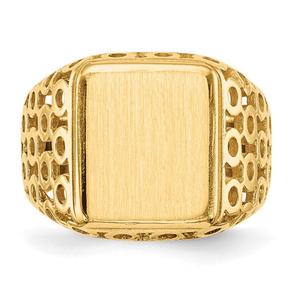 14K Gelbgold 14,5 x 12,5 mm Herren-Siegelring mit offener Rückseite