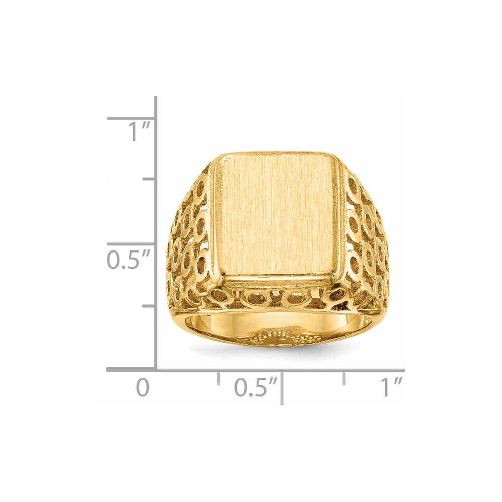 14K Gelbgold 14,5 x 12,5 mm Herren-Siegelring mit offener Rückseite