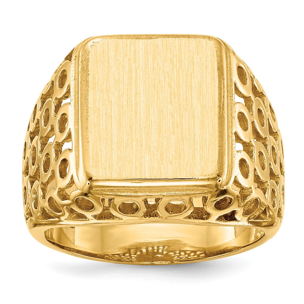 14K Gelbgold 14,5 x 12,5 mm Herren-Siegelring mit offener Rückseite