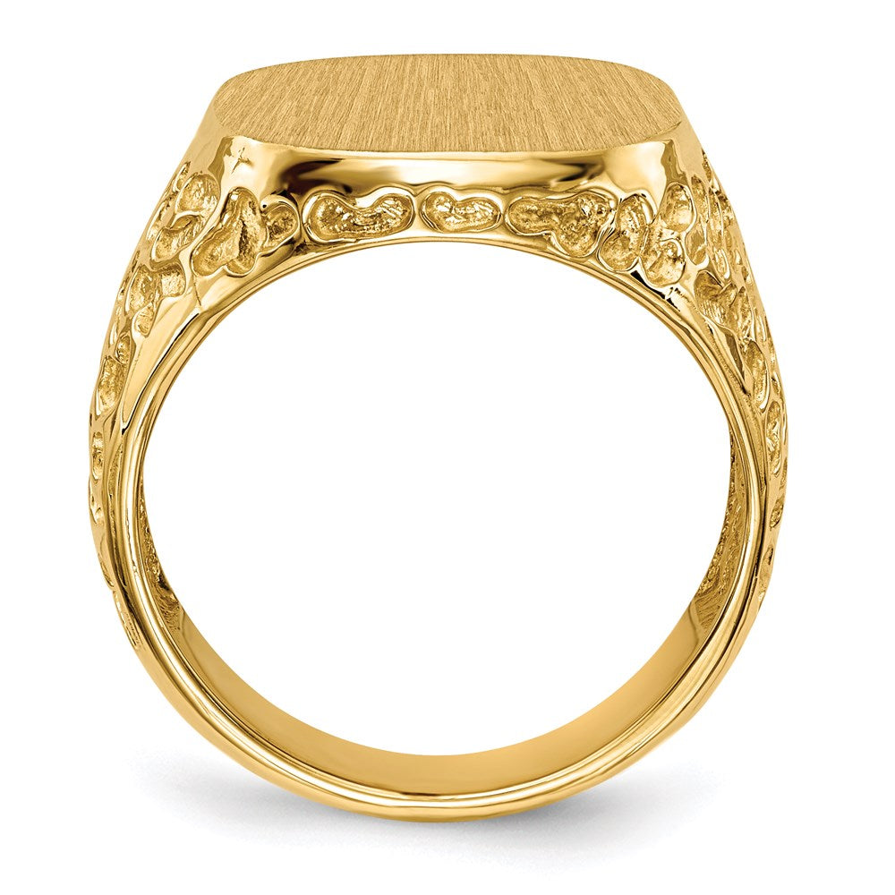 14K Gelbgold Herren-Siegelring mit offener Rückseite, 17,5 x 16,5 mm