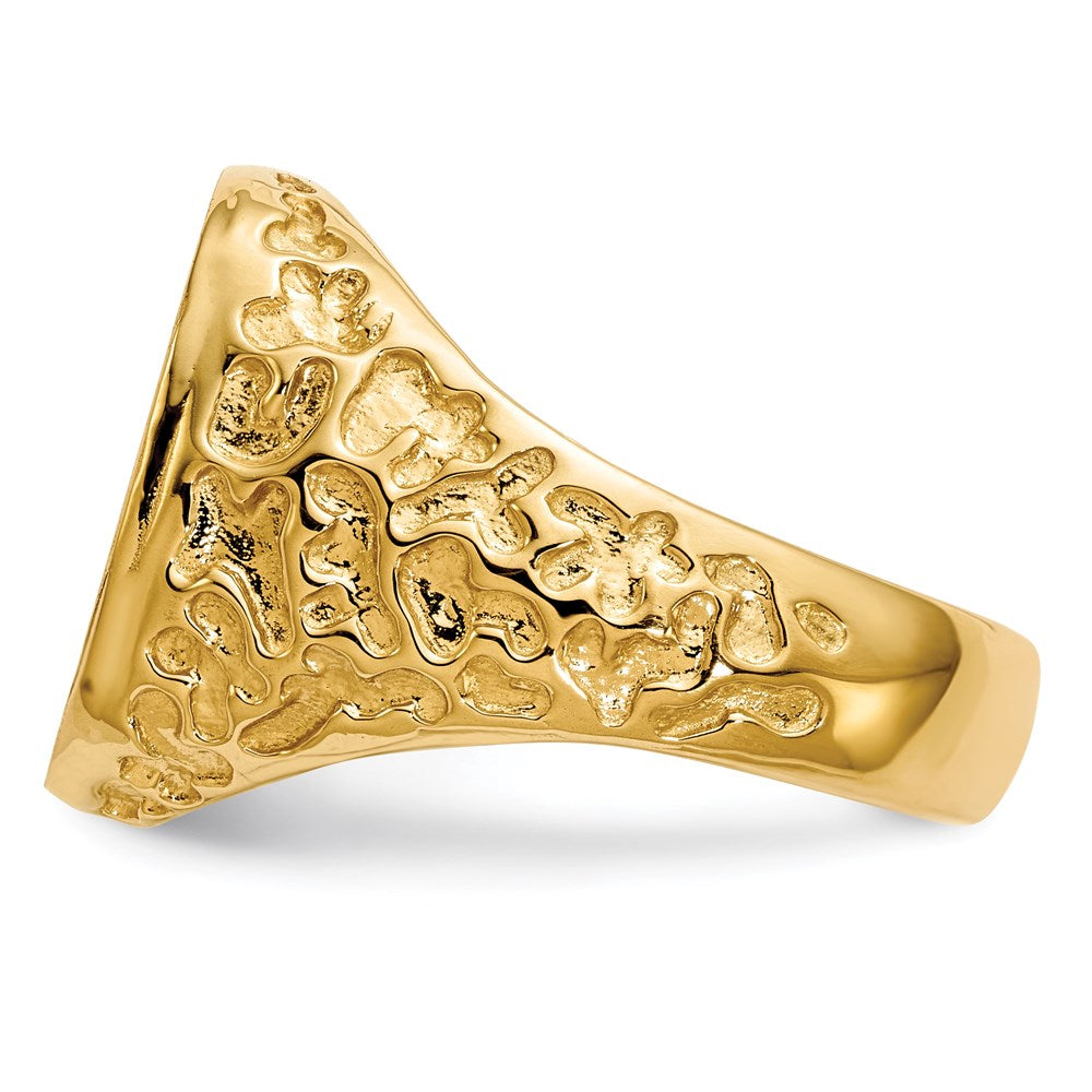 14K Gelbgold Herren-Siegelring mit offener Rückseite, 17,5 x 16,5 mm