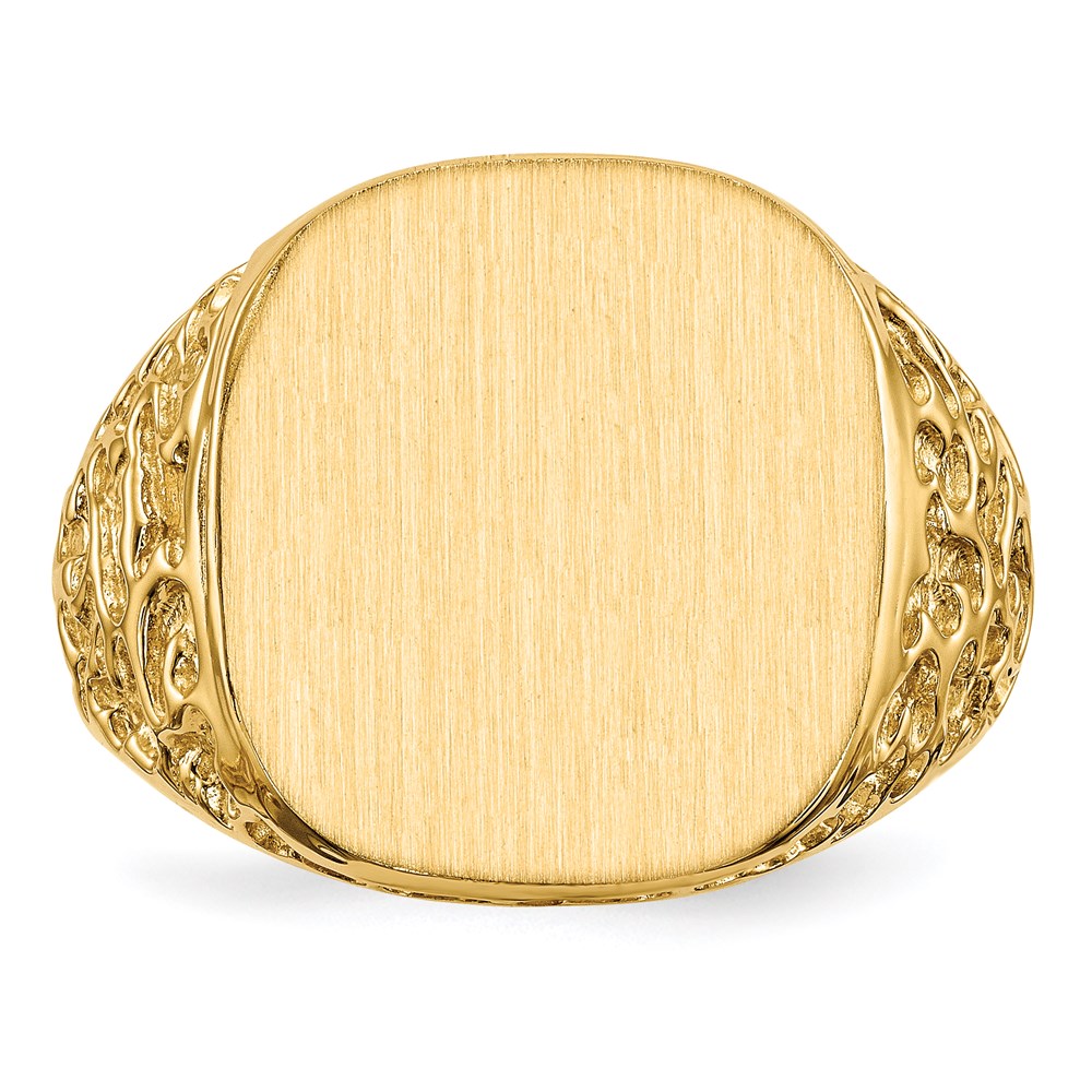 14K Gelbgold Herren-Siegelring mit offener Rückseite, 17,5 x 16,5 mm