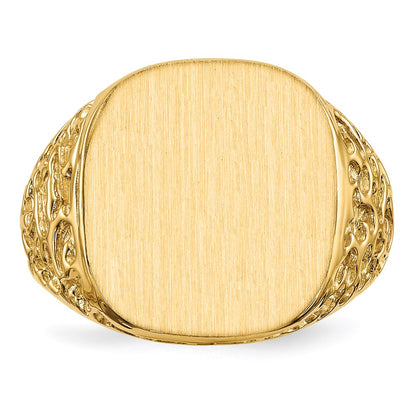 14K Gelbgold Herren-Siegelring mit offener Rückseite, 17,5 x 16,5 mm