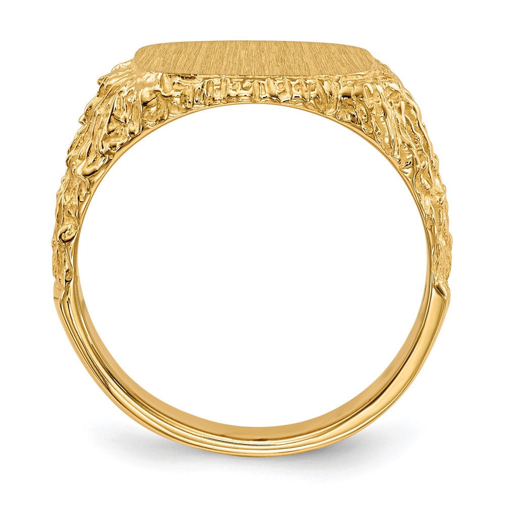 14K Gelbgold Herren-Siegelring mit geschlossener Fassung, 13,5x13,5mm