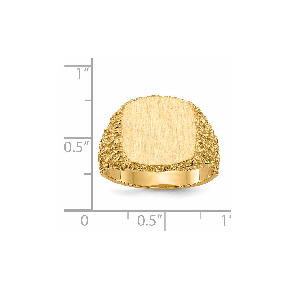 14K Gelbgold Herren-Siegelring mit geschlossener Fassung, 13,5x13,5mm
