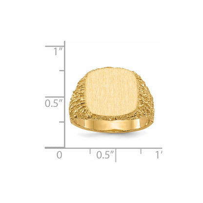 14K Gelbgold Herren-Siegelring mit geschlossener Fassung, 13,5x13,5mm