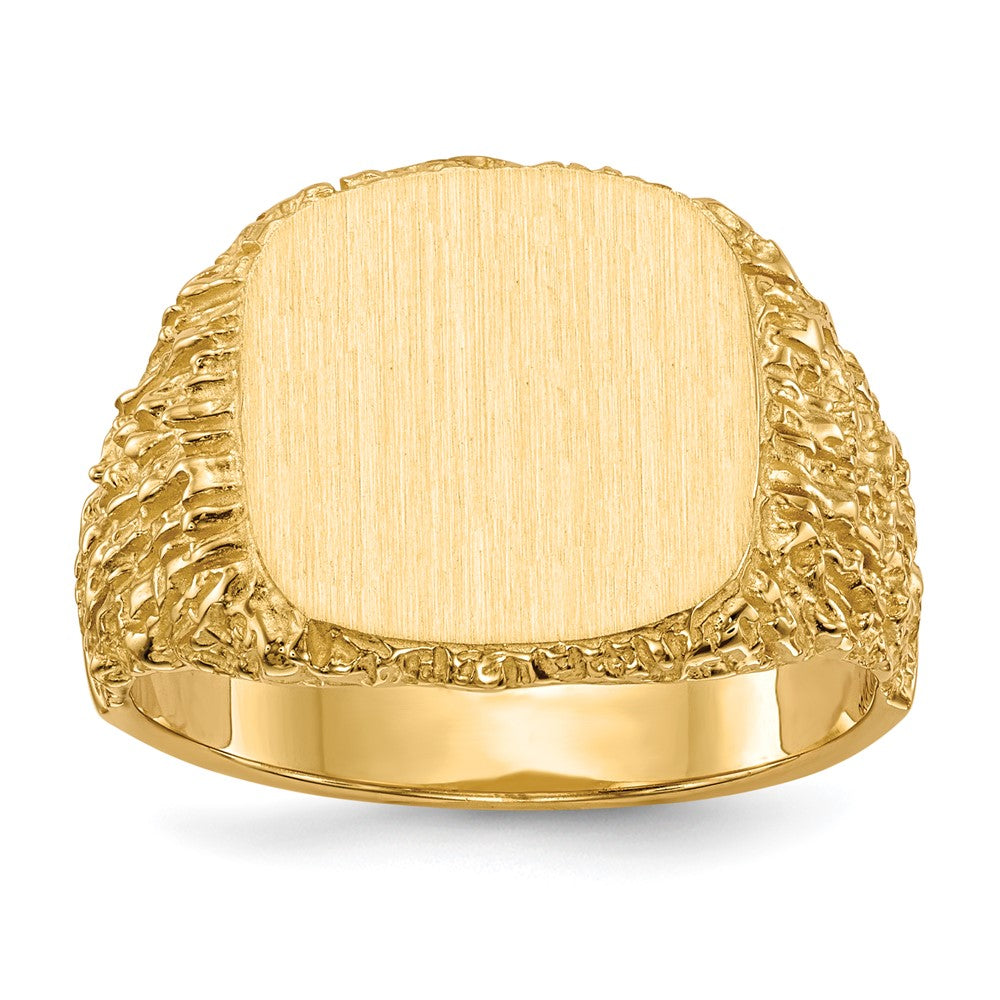 14K Gelbgold Herren-Siegelring mit geschlossener Fassung, 13,5x13,5mm