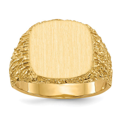 14K Gelbgold Herren-Siegelring mit geschlossener Fassung, 13,5x13,5mm