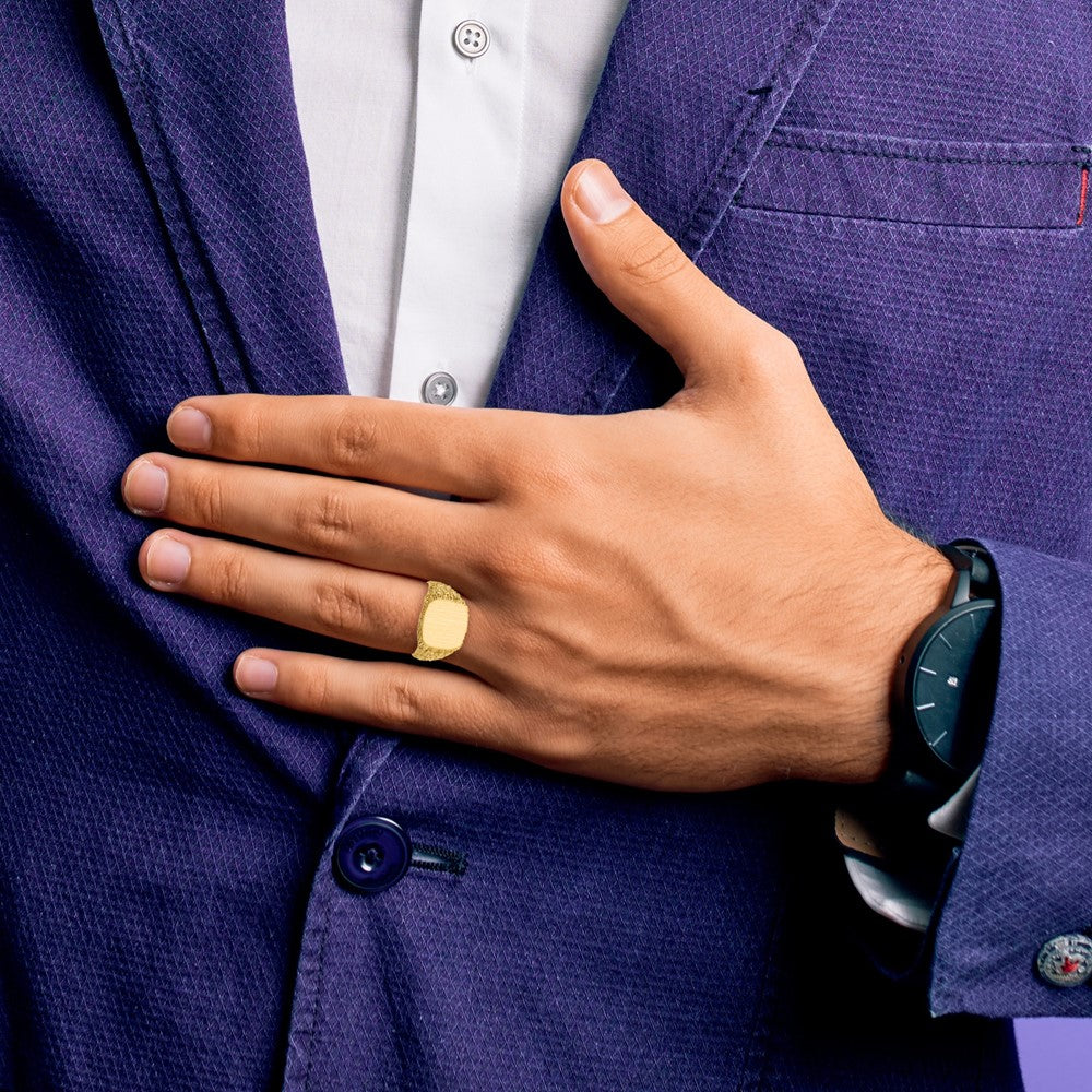 14K Gelbgold 13,5x13,5 mm Siegelring mit offenem Rücken für Herren