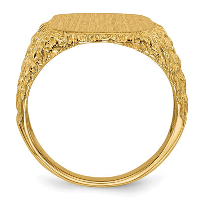 14K Gelbgold 13,5x13,5 mm Siegelring mit offenem Rücken für Herren