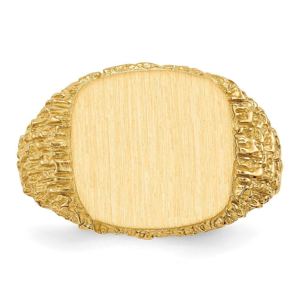 14K Gelbgold 13,5x13,5 mm Siegelring mit offenem Rücken für Herren