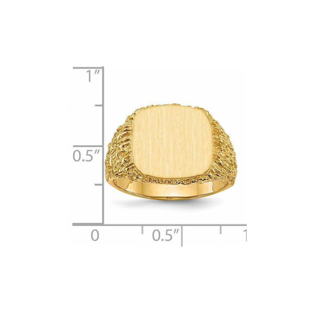 14K Gelbgold 13,5x13,5 mm Siegelring mit offenem Rücken für Herren