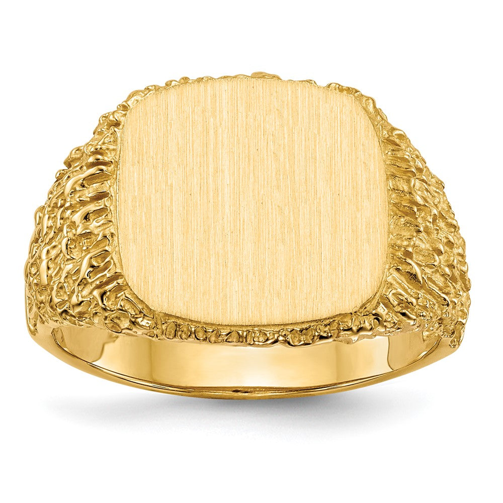 14K Gelbgold 13,5x13,5 mm Siegelring mit offenem Rücken für Herren