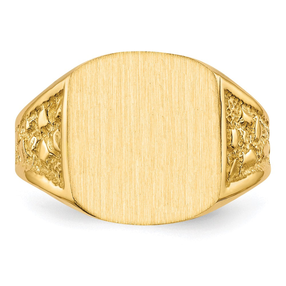 14K Gelbgold 14,0x14,0mm Herren-Siegelring mit geschlossener Rückseite