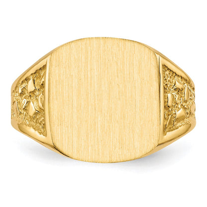 14K Gelbgold 14,0x14,0mm Herren-Siegelring mit geschlossener Rückseite