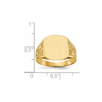 14K Gelbgold 14,0x14,0mm Herren-Siegelring mit geschlossener Rückseite