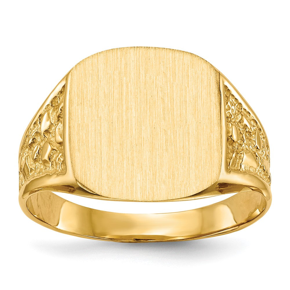 14K Gelbgold 14,0x14,0mm Herren-Siegelring mit geschlossener Rückseite