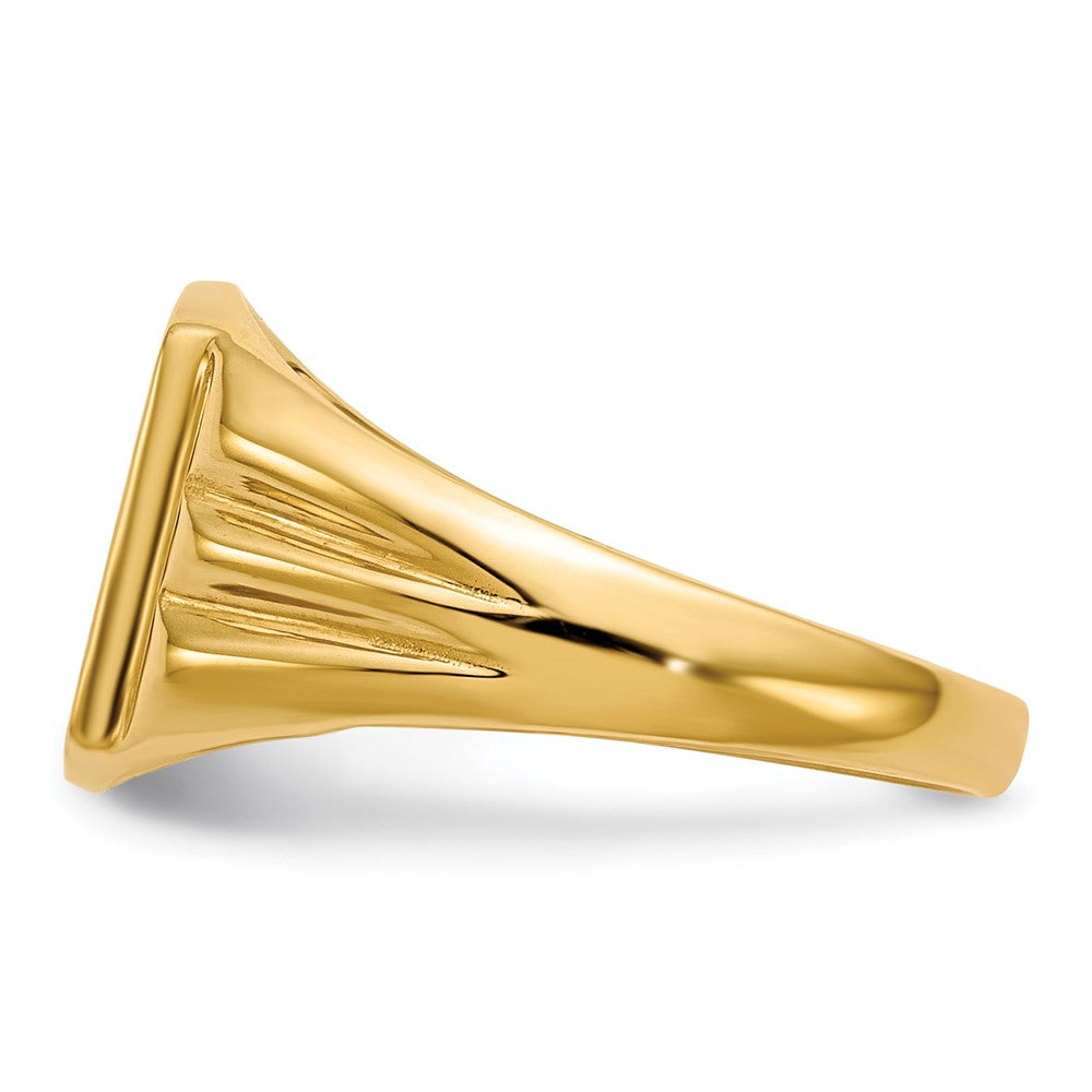 14K Gelbgold Siegelring mit geschlossener Rückseite, 10,5 x 8,5 mm