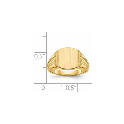 14K Gelbgold Siegelring mit geschlossener Rückseite, 10,5 x 8,5 mm