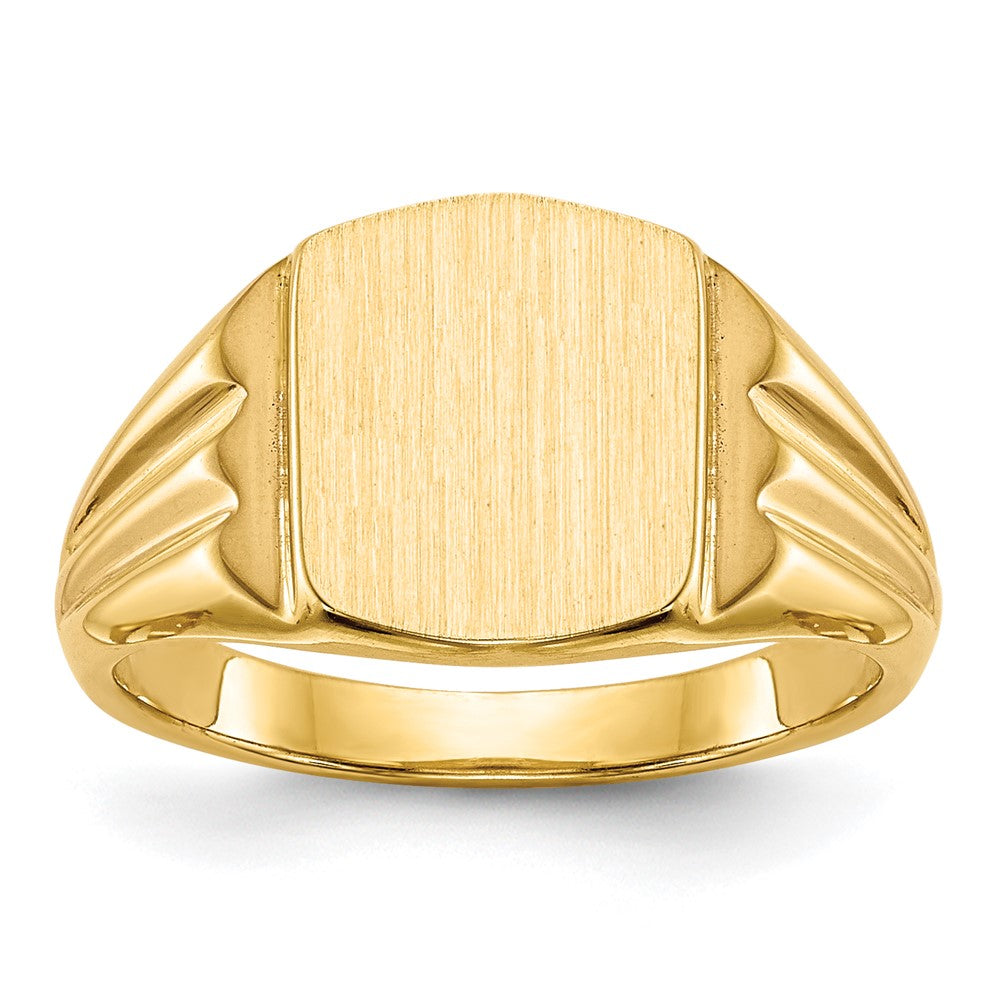 14K Gelbgold Siegelring mit geschlossener Rückseite, 10,5 x 8,5 mm