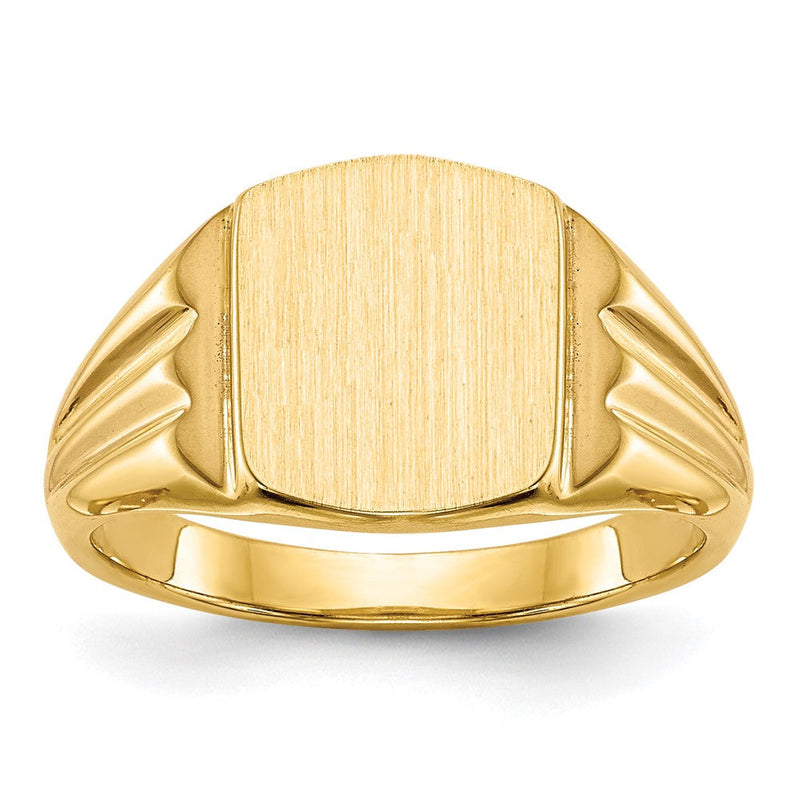 14K Gelbgold Siegelring mit geschlossener Rückseite, 10,5 x 8,5 mm