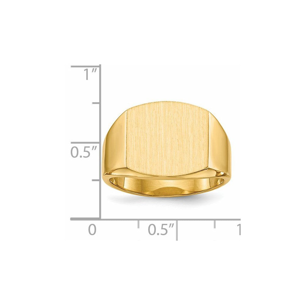 14K Gelbgold Siegelring für Herren mit geschlossener Rückseite, 13,5x14,5mm