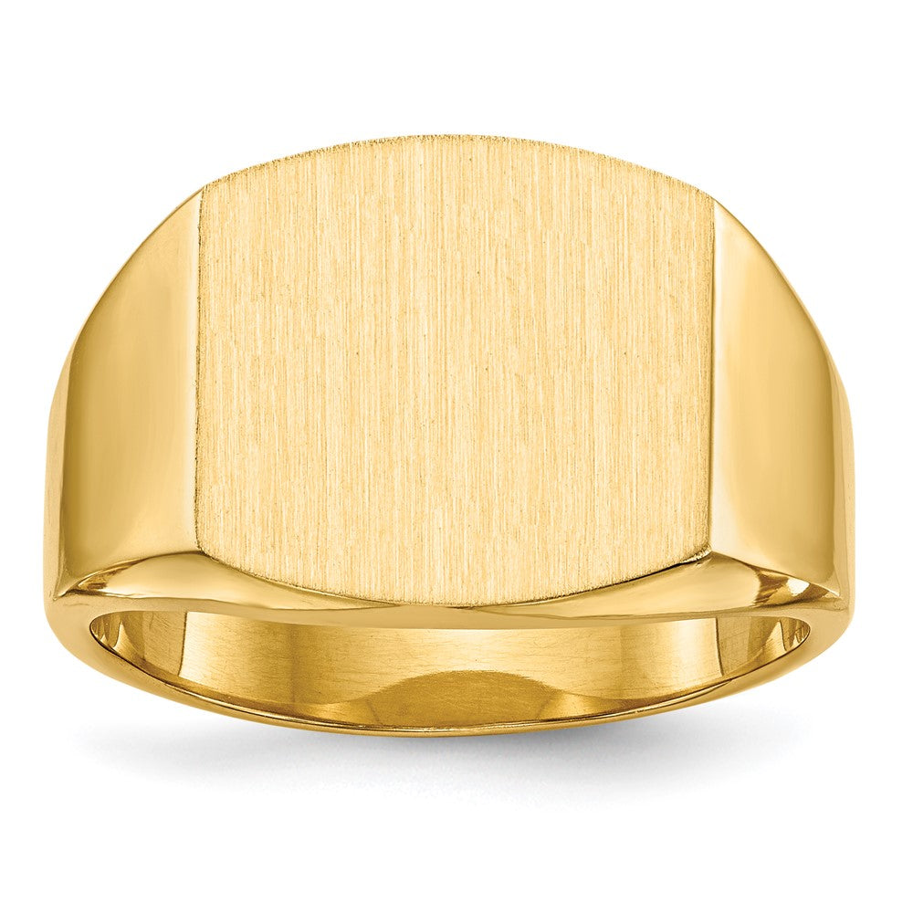 14K Gelbgold Siegelring für Herren mit geschlossener Rückseite, 13,5x14,5mm