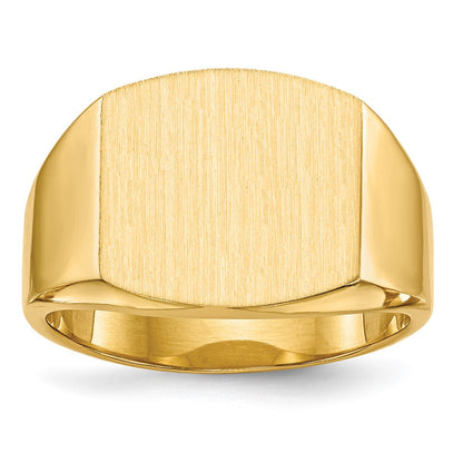 14K Gelbgold Siegelring für Herren mit geschlossener Rückseite, 13,5x14,5mm