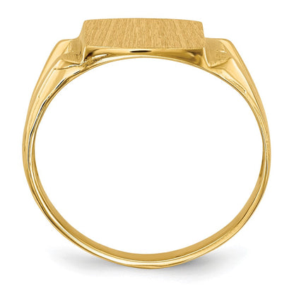 14K Gelbgold 12,0x11,0mm Herren-Siegelring mit echtem AA-Diamant und offener Fassung