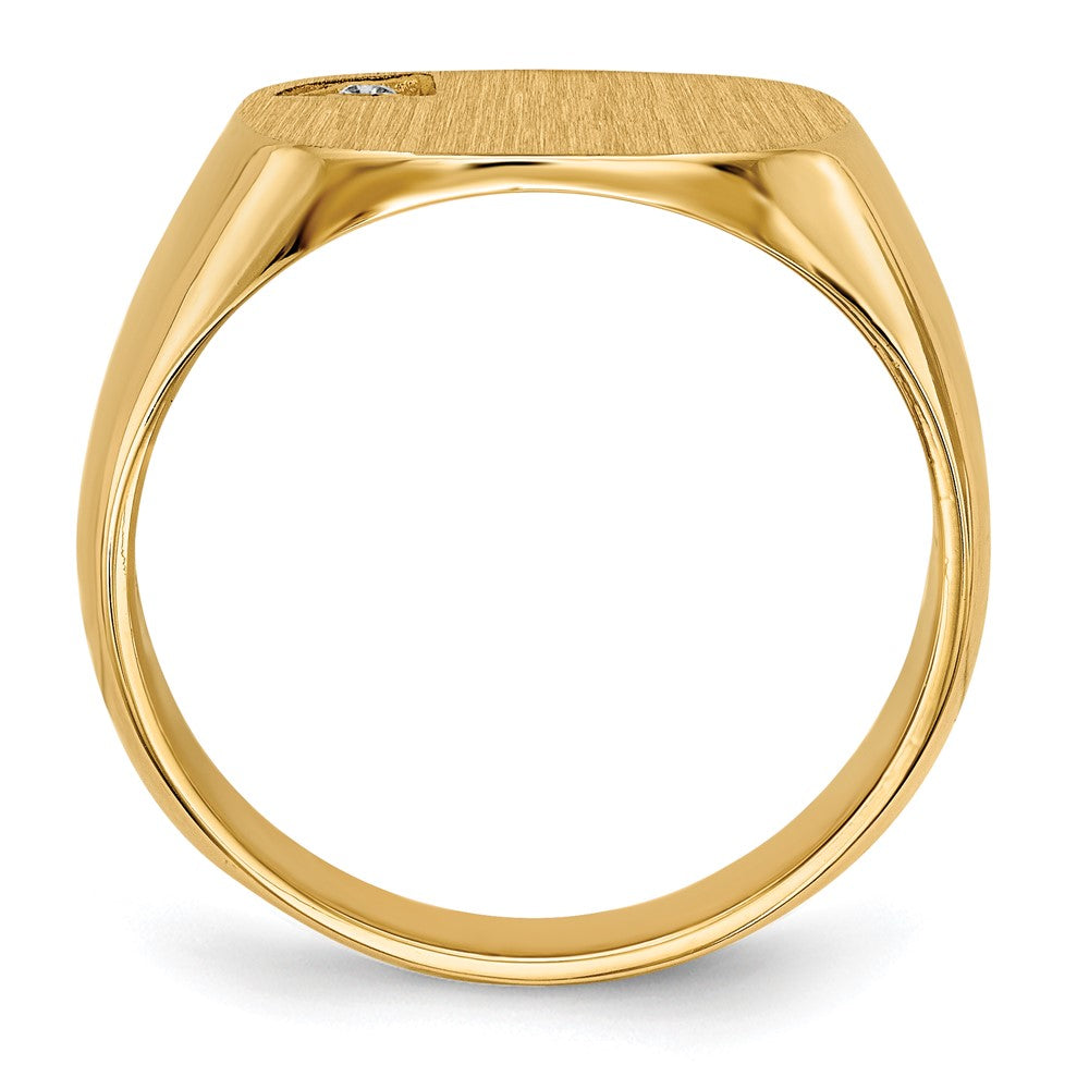 14K Gelbgold 15.0x15.0mm Geschlossen Rückseite Aaa Diamant Herren Siegel Ring