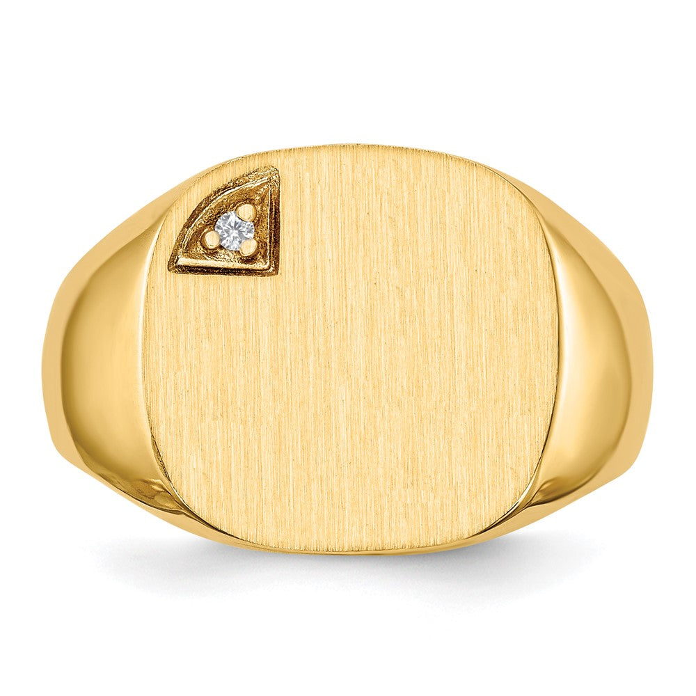 14K Gelbgold 15.0x15.0mm Geschlossen Rückseite Aaa Diamant Herren Siegel Ring