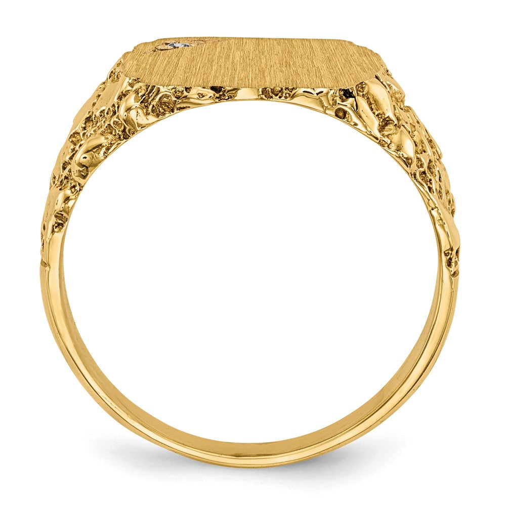 14K Gelbgold 10.0x11.5mm Aaa Diamant Geschlossen Rückseite Siegel Ring