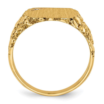 14K Gelbgold 10.0x11.5mm Aaa Diamant Geschlossen Rückseite Siegel Ring