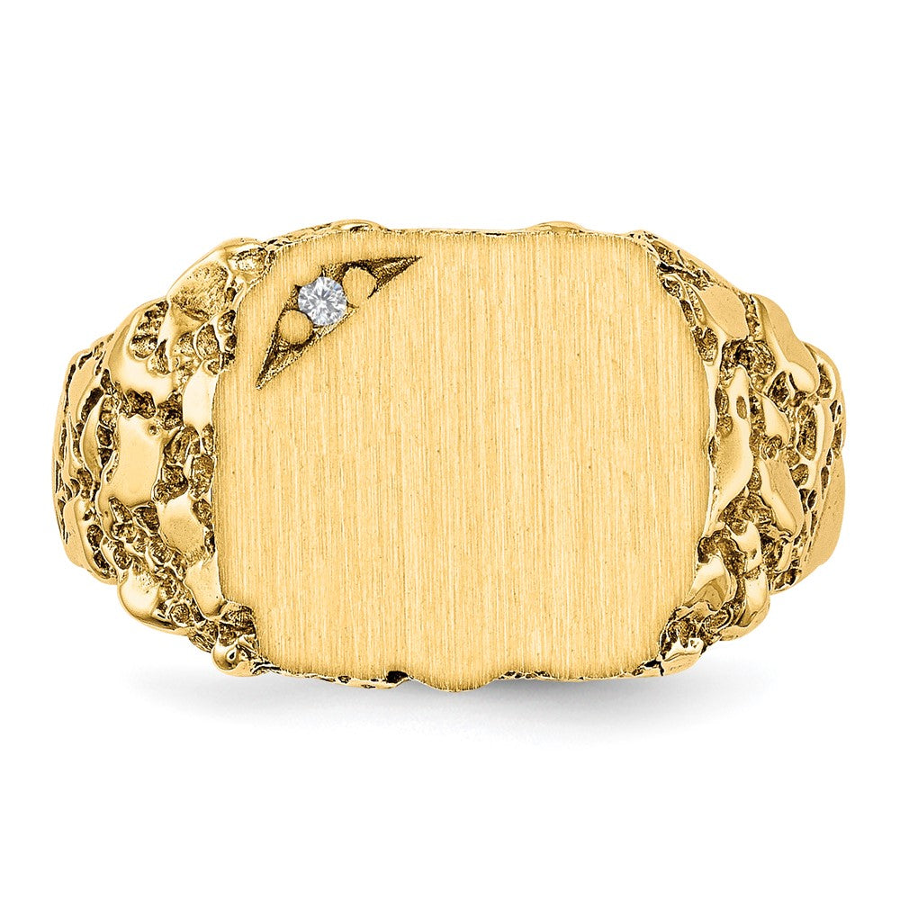 14K Gelbgold 10.0x11.5mm Vs Diamant Geschlossen Rückseite Siegel Ring