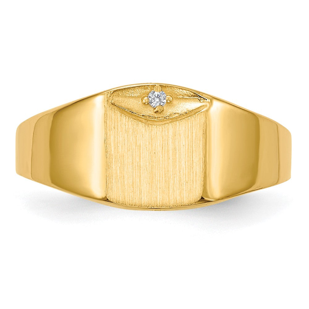 10K Gelbgold 8.0x7.0mm Geschlossen Rückseite Aa Diamant Siegel Ring