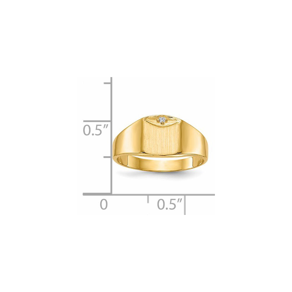 14K Gelbgold 8.0x7.0mm Geschlossen Rückseite Vs Diamant Siegel Ring