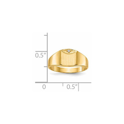 14K Gelbgold 8.0x7.0mm Geschlossen Rückseite Vs Diamant Siegel Ring