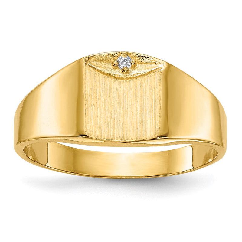 14K Gelbgold 8,0x7,0mm Ring mit Zargenfassung, AA Echtem Diamant, Siegelring