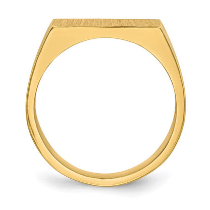 14K Gelbgold Herren-Siegelring mit geschlossener Fassung, 9,0 x 15,0 mm
