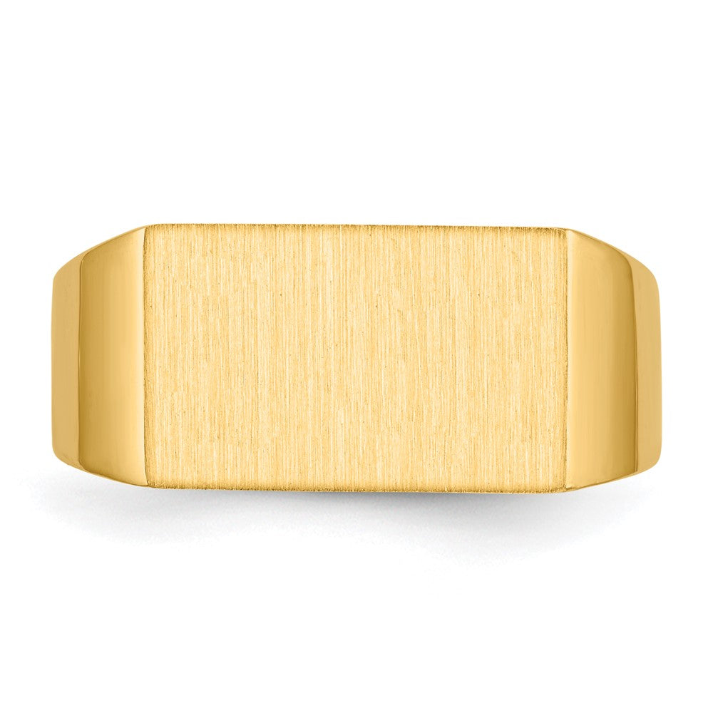 14K Gelbgold Herren-Siegelring mit geschlossener Fassung, 9,0 x 15,0 mm