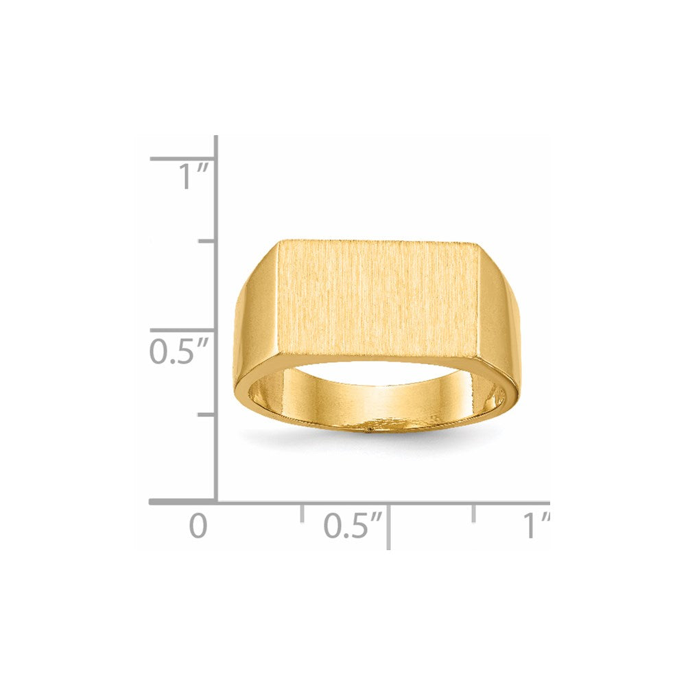 14K Gelbgold Herren-Siegelring mit geschlossener Fassung, 9,0 x 15,0 mm