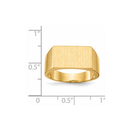 14K Gelbgold Herren-Siegelring mit geschlossener Fassung, 9,0 x 15,0 mm