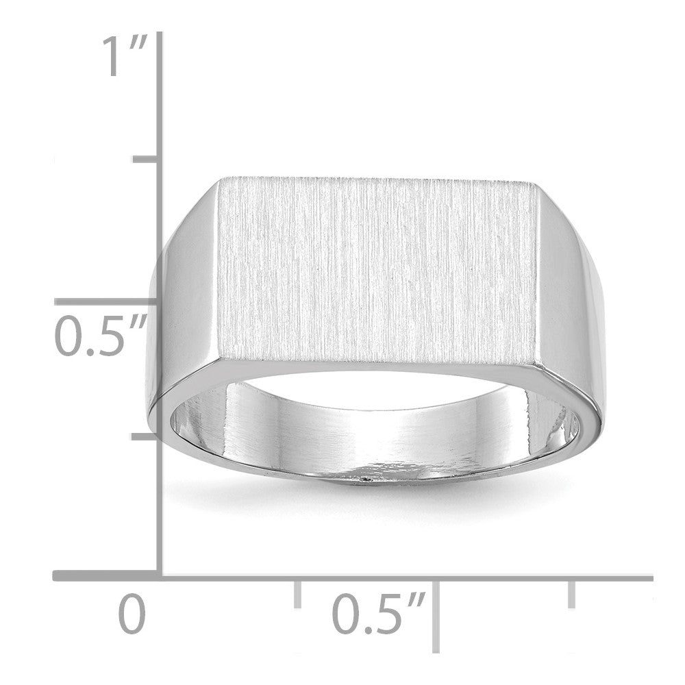 14K Weißgold Herren-Siegelring mit geschlossener Fassung, 9,0x15,0mm