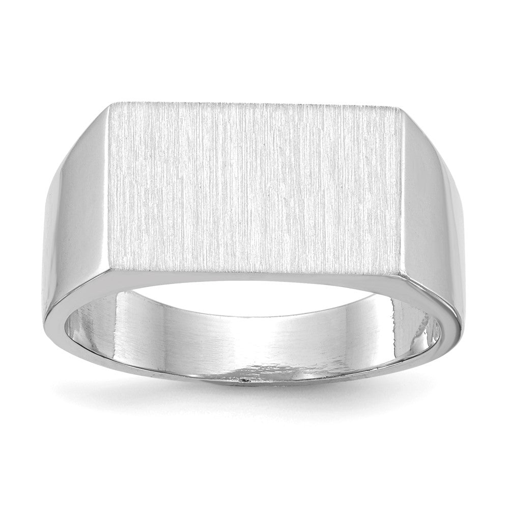 14K Weißgold Herren-Siegelring mit geschlossener Fassung, 9,0x15,0mm