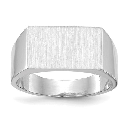 14K Weißgold Herren-Siegelring mit geschlossener Fassung, 9,0x15,0mm