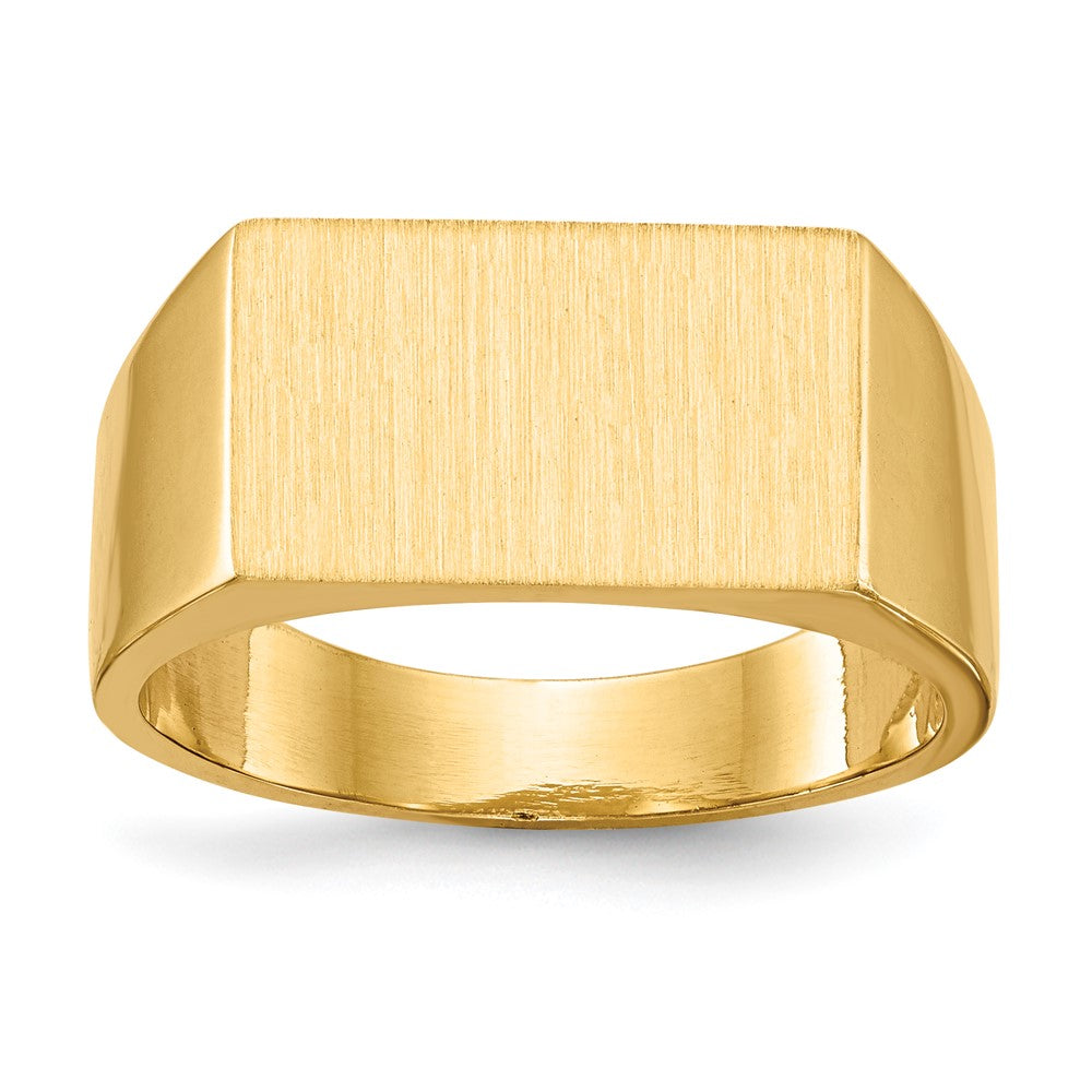14K Gelbgold Herren-Siegelring mit geschlossener Fassung, 9,0 x 15,0 mm
