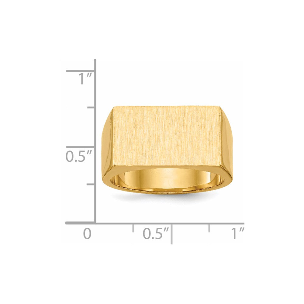 14K Gelbgold 10,5x18,0mm Siegelring für Herren mit geschlossener Fassung